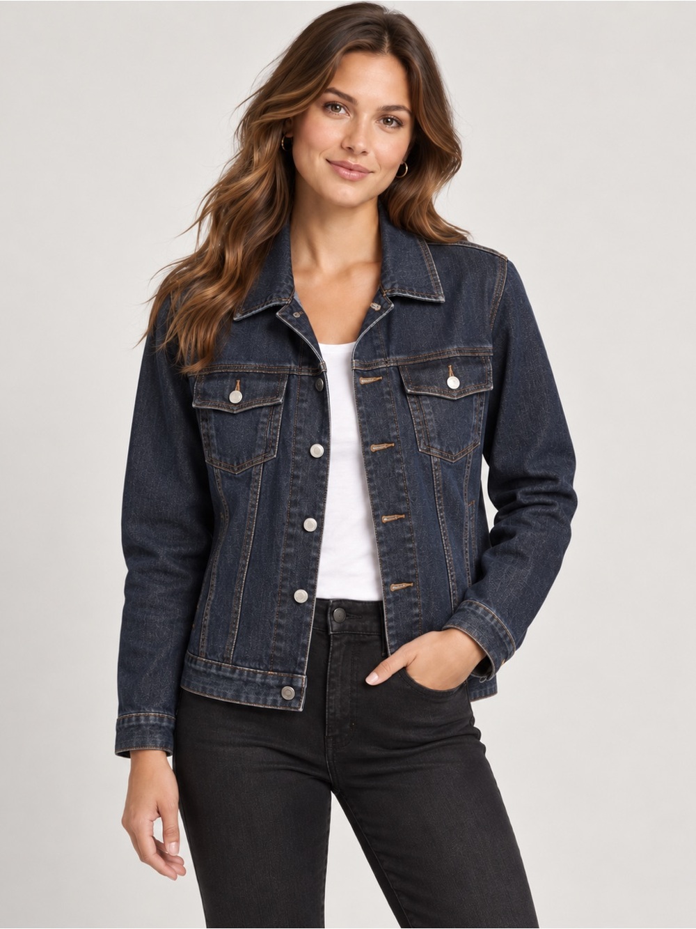 Banana Republic Stretch Dark Wash Denim Jacket Size S PTP20
